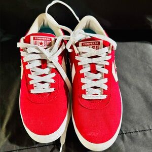 Converse Red and White Low-Top Canvas Sneakers